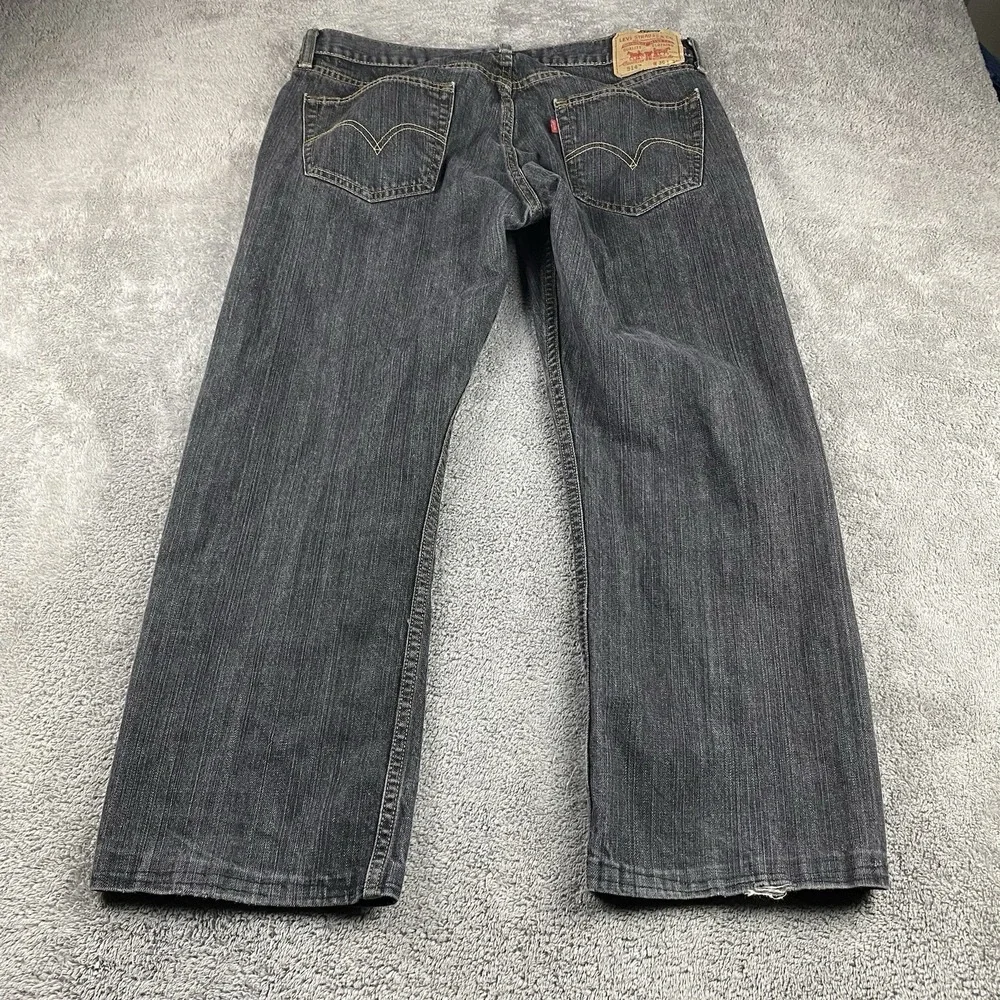Levis 514 Slim Straight Jeans Mens 36x26 Gray Mid Rise‎ Denim Hemmed 100% Cotton